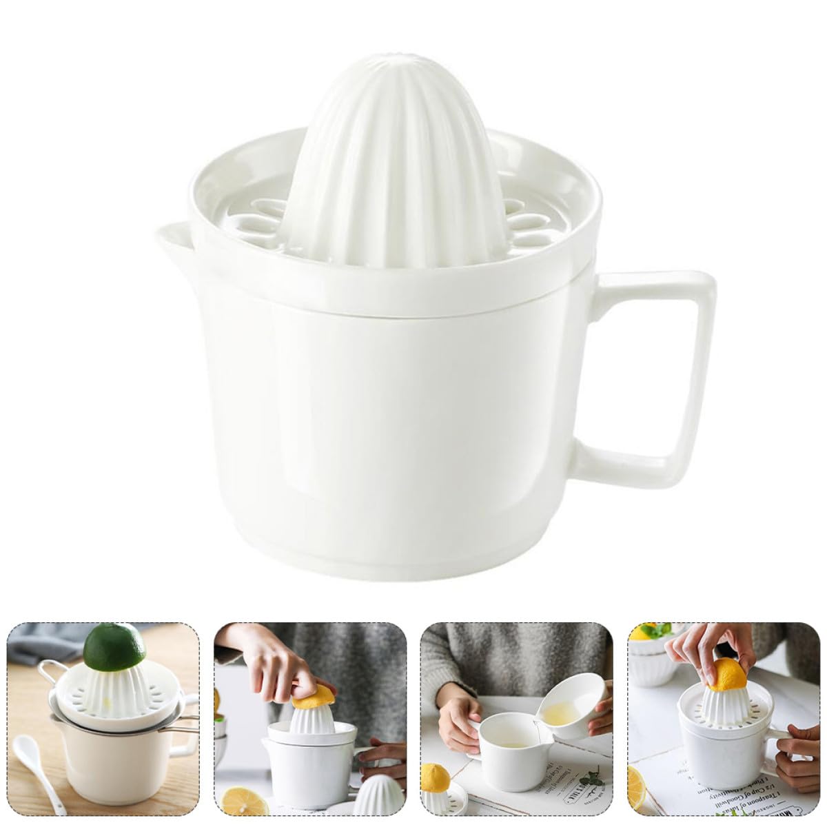Exprimidor Manual de Frutas de Cerámica 1 Unidad Vaso Exprimidor de Jugo Compacto Portátil para Cocina y Hogar Prensado Rápido Seguro y Fácil de Limpiar