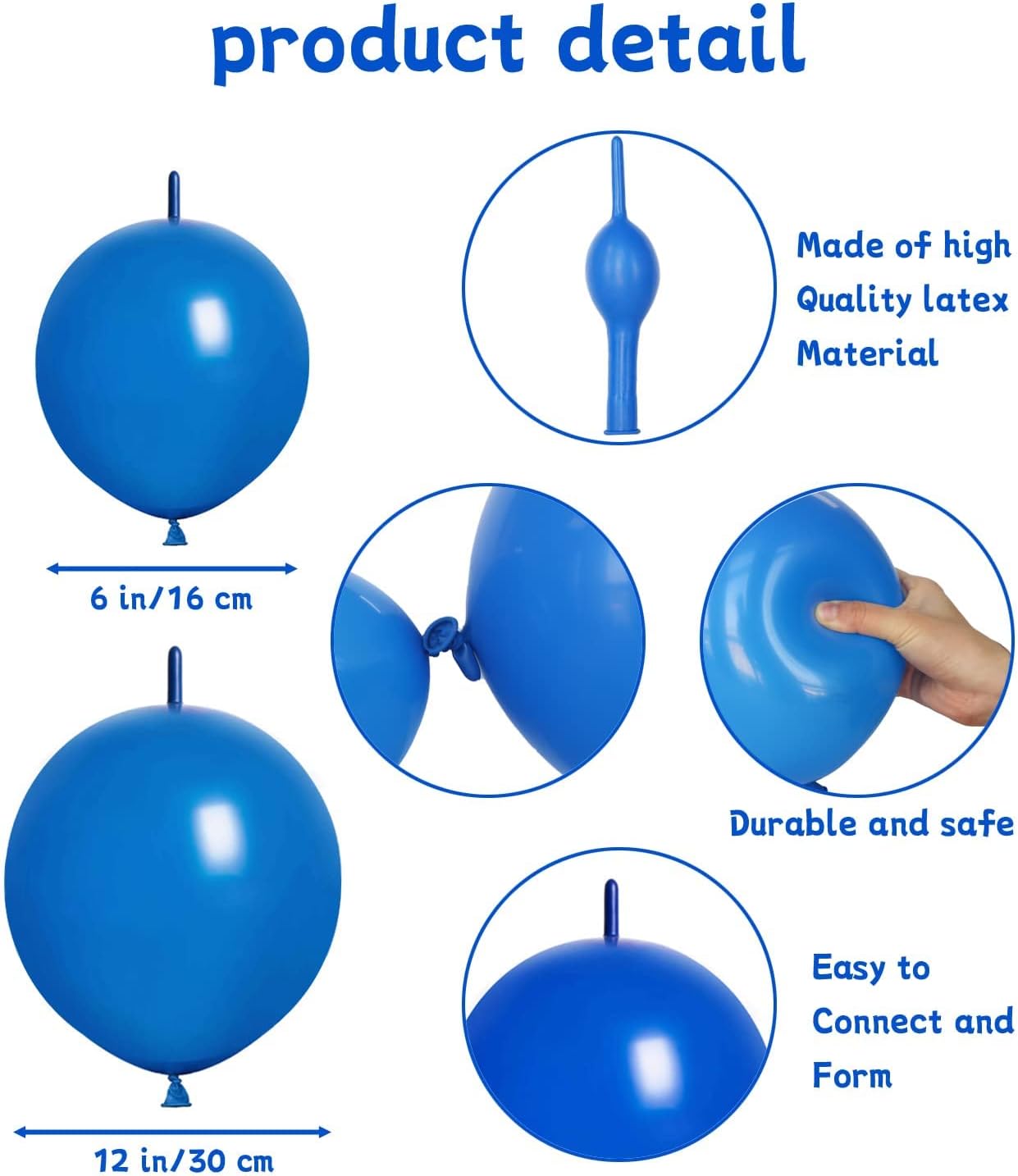 IN-JOOYAA 6 Inch 12 Inch Nude Latex Link Balloon 200 Pcs Quick Link Balloons Linkable Conected Balloon for Party Decoration
