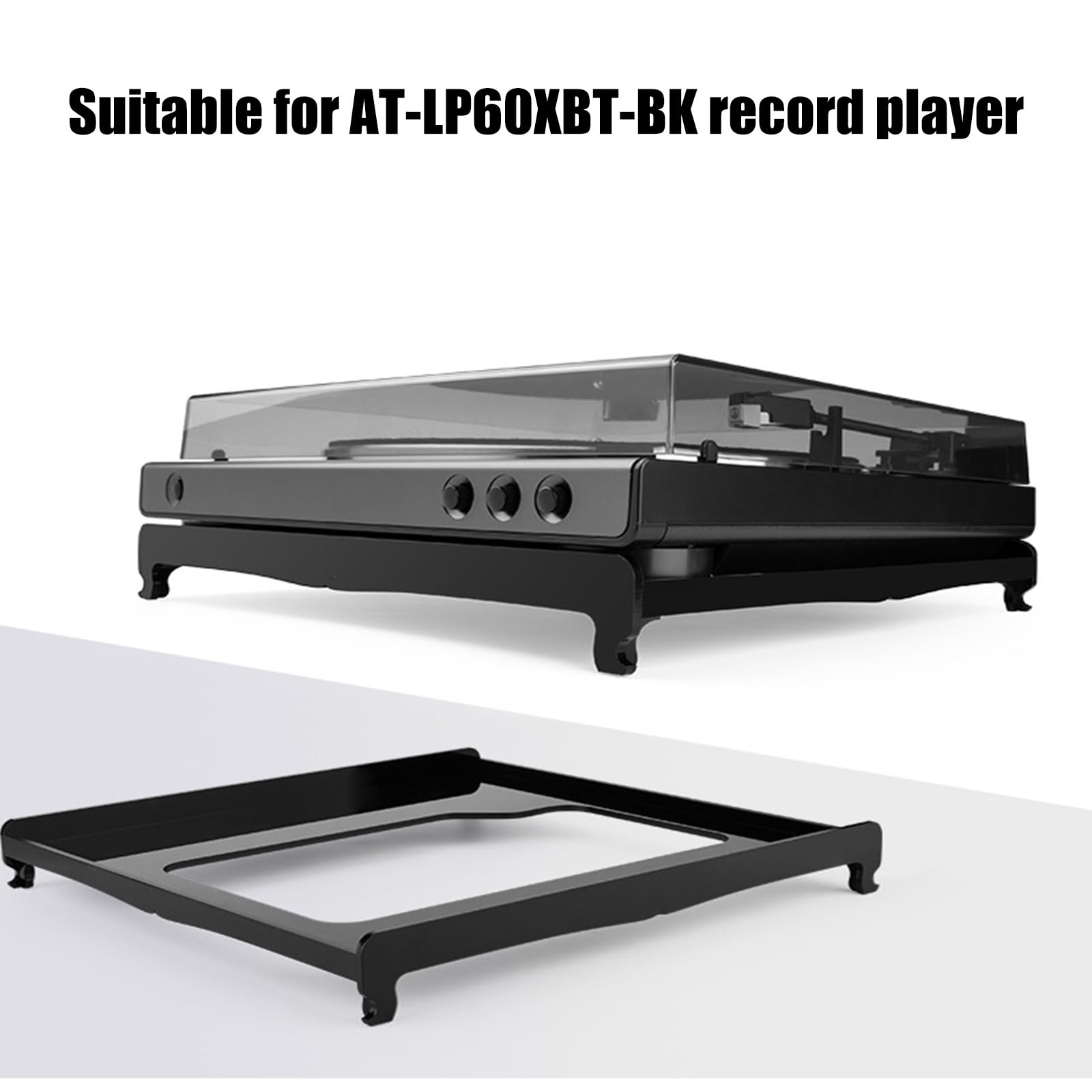 Base brillante de 5 mm de grosor con patas de silicona antideslizantes para accesorios de tocadiscos AT-LP60XBTBK, soporte duradero, elegante y estable para una calidad de sonido óptima