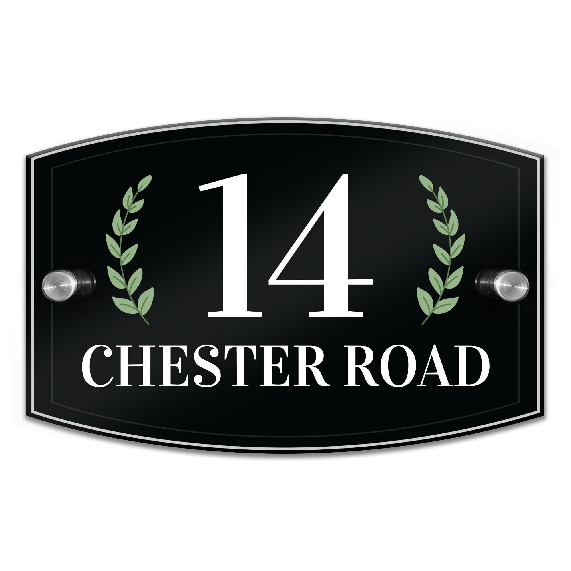Red Ocean Contemporary House Sign, Modern Glass Effect Acrylic, PERSONALISED Door Number Plaque, House Name Road Sign Door Plaques, Door Numbers 1-999, Modern House Number Signs
