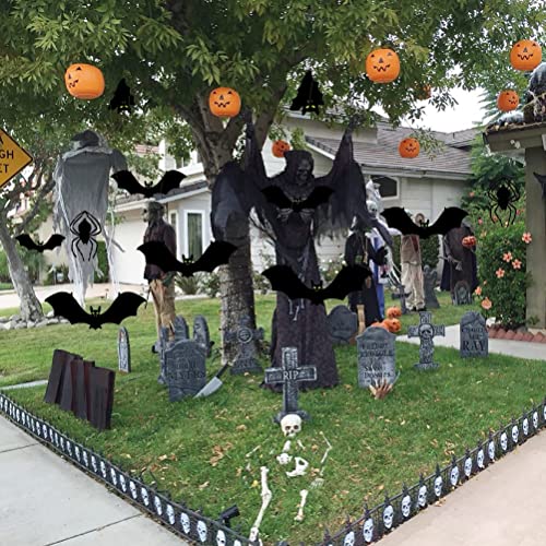 TYTOGE 13Pcs Halloween Hanging 3D Glowing Eyes Bats Spiders Wall Decors Outdoor Lawn Ornaments Halloween Party Supplies Decorations - Image 5