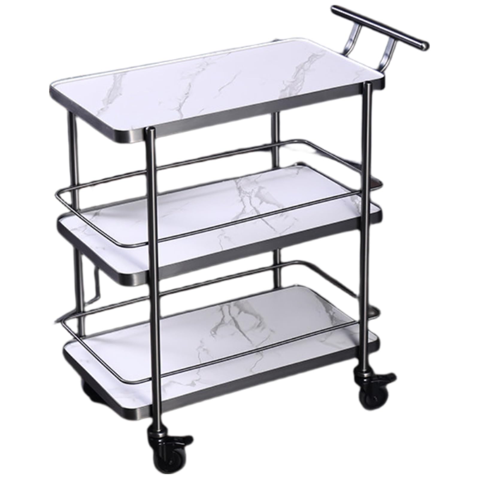 Carro de Servicio Comercial rodante de Acero Inoxidable de Alta Resistencia de 3 Niveles con Ruedas silenciosas, Carrito utilitario Multiusos para Alimentos y Bebidas para hoteles, restauran