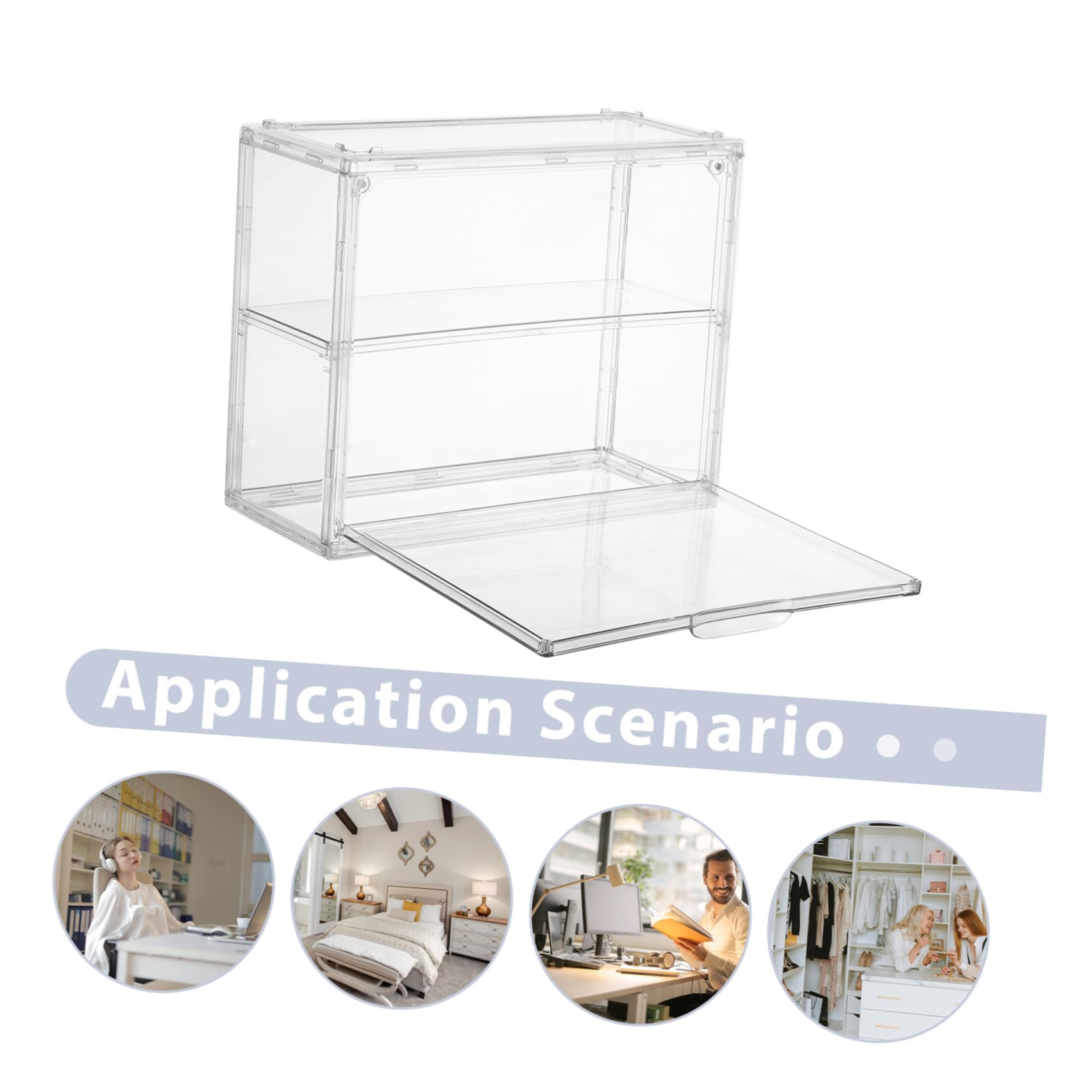 Outanaya Vitrina Acrílica Doble Capa para Réplicas de Coches y Aviones, Caja de Exhibición Transparente Antipolvo Alta Visibilidad para Oficina y Exposición