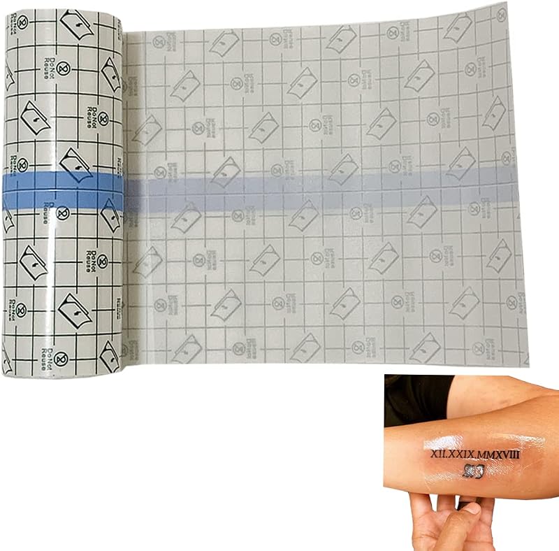 Hoostum Rolo de película adesiva transparente para cuidados pós-tatuagem, 15 cm x 10,06 m
