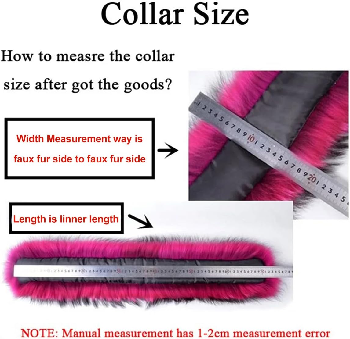 ECYC Ltd Faux Fur Collar Scarf Wrap Unisex Faux Fur Hood Trim Collar Replacement Furry Neck Warmer Soft Fluffy Faux Fur Collar Detachable Hood Trim for Winter Coat