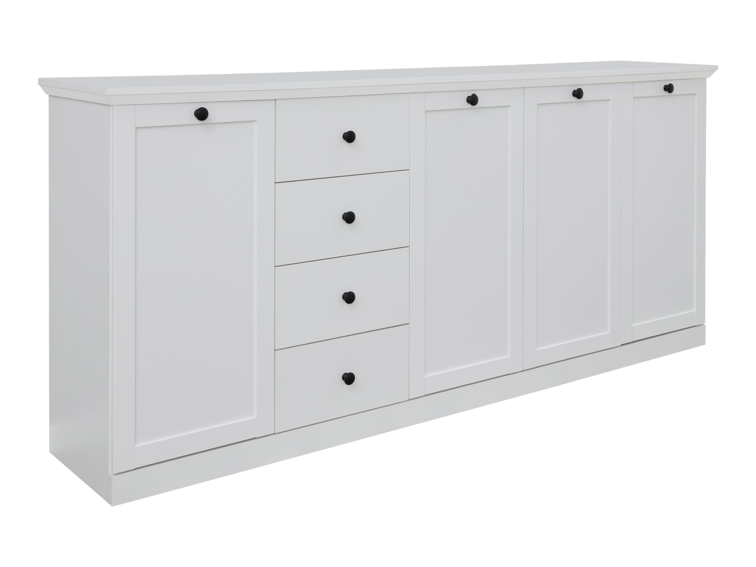 trendteam smart living - Baxter - Sideboard - Weiß Matt - Kommode - Anrichte - (BxHxT) 195 x 88 x 41 cm - Landhausstil - Metallgriffe - mit 4 Schubladen und 12 verstellbaren Böden