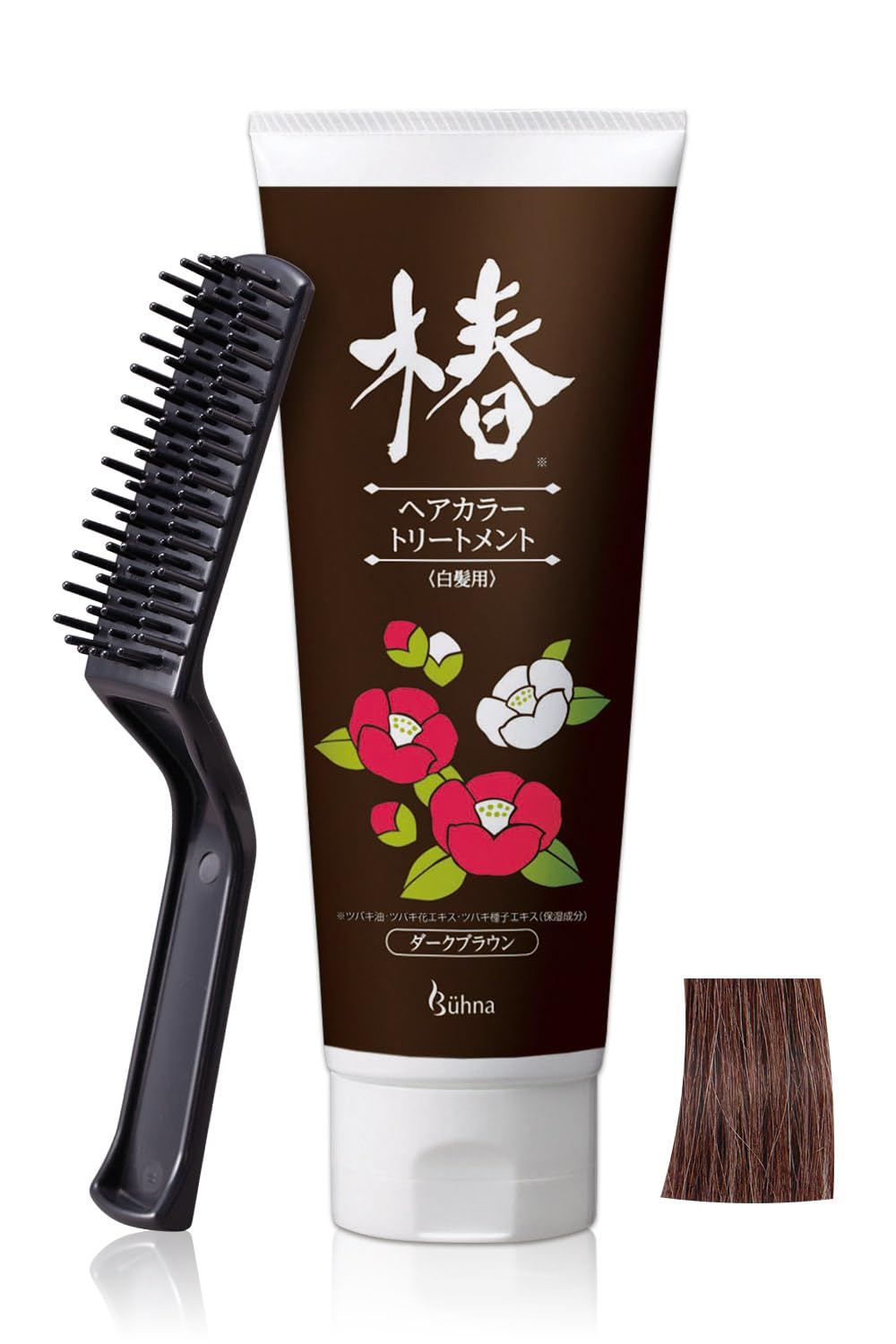 コモライフ ビューナ ヘアカラートリートメント ダークブラウン (220ｇ) ブラシ付 カラートリートメント 白髪染め 髪染め 白髪ケア 白髪 染め カラーリング 髪 傷んだ髪 補修 放置時間約5分 ボリュームアップ ハリ コシ アップ 椿オイル ケラチン シルク ダメージケア ツヤ うるおい 【日本製】