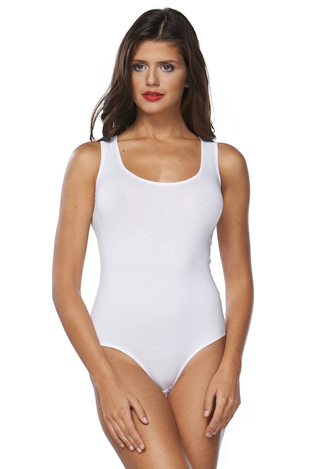 Elegance1234 Women's White Elegance Ballet Dance Gymnastic Cotton Blend Tank Top Leotard/Bodysuits (Xxl, )