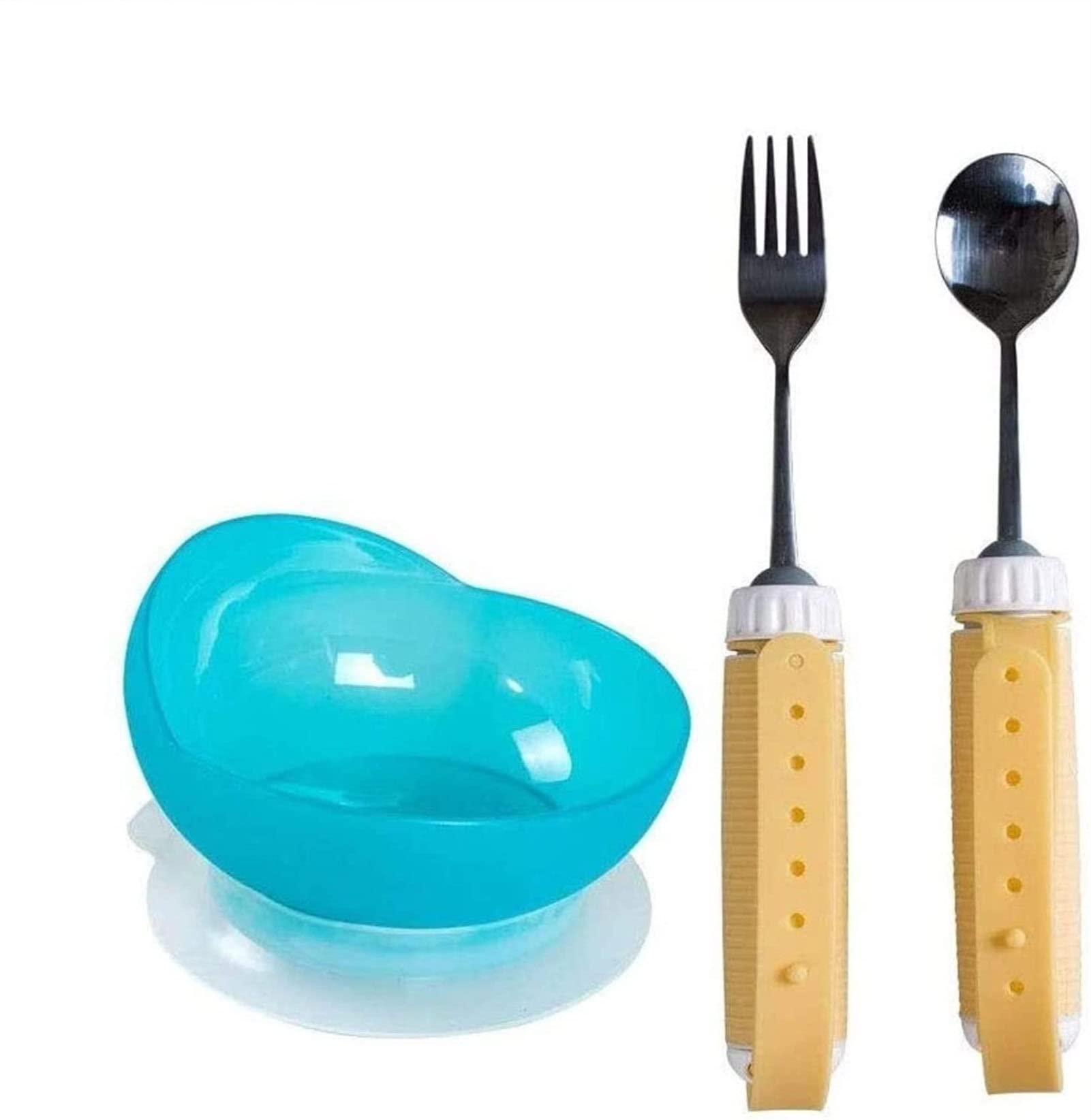 Juego de cubiertos antisacudidas para temblores, artritis y parkinson – Kit de cuchara, tenedor y cuenco resistente a derrames para comer fácilmente