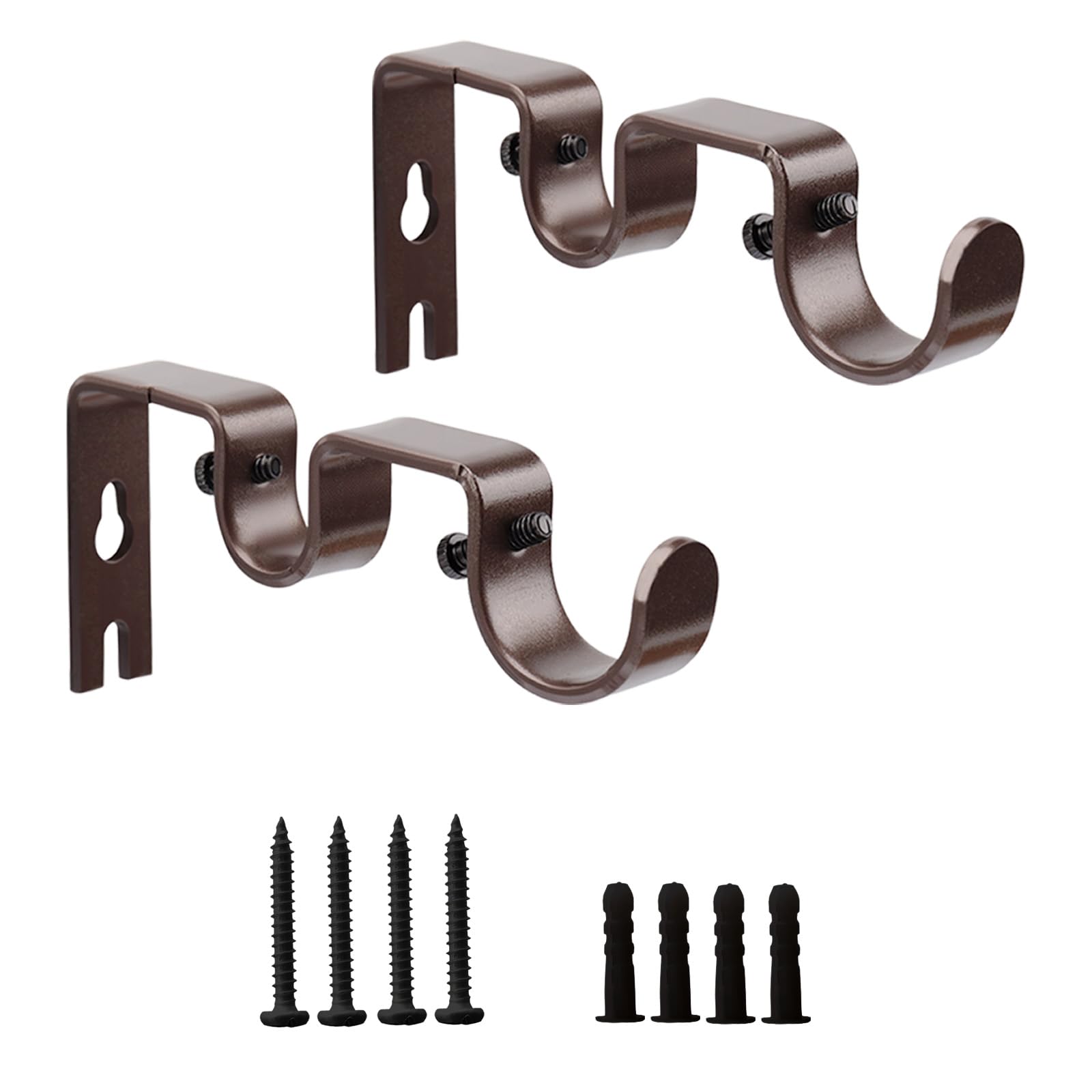 Double Curtain Rod Brackets - Black Wall Mount -10 Double Curtain Rod Brackets - Black Wall Mount -10