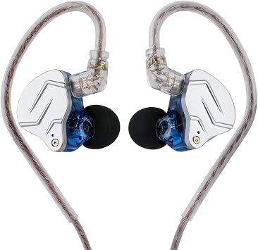 KZ ZSN Pro Hybrid Earphones with Dual Drivers 1BA + 1DD, HiFi in Ear Monitors, Zinc Alloy Faceplate, Detachable Recessed 2Pin Cable for Enhanced Sound & Comfort Without Mic, Blue