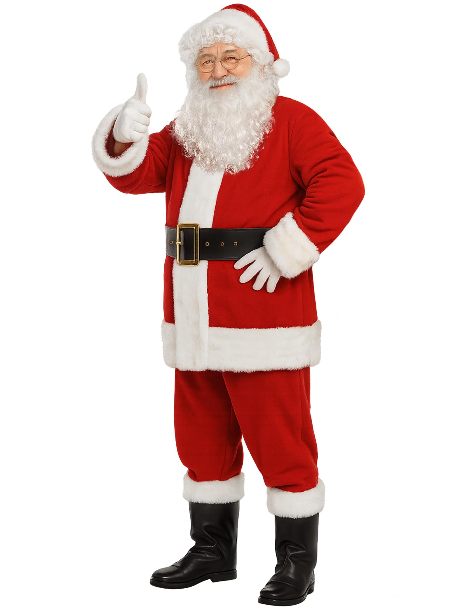 Weihnachtsmann Kostüm für Männer Deluxe Erwachsene Santa Anzug Herren Rot 10 teilig Professionelles Weihnachtsmann Outfit Weihnachten Cosplay Party