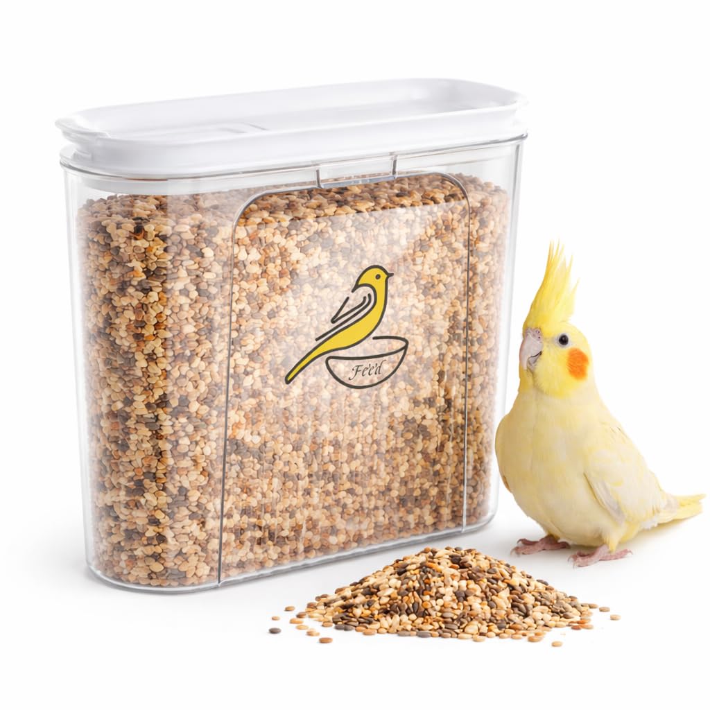 Photo 1 of 135 oz Pet Food Storage Containers-Airtight Bird Seed Storage Container with Easy Pour Spouts-Irregular Shape Wild Bird Seed Dispenser -BPA-Free Plastic for PetBirds Parakeets Finches Food Storage