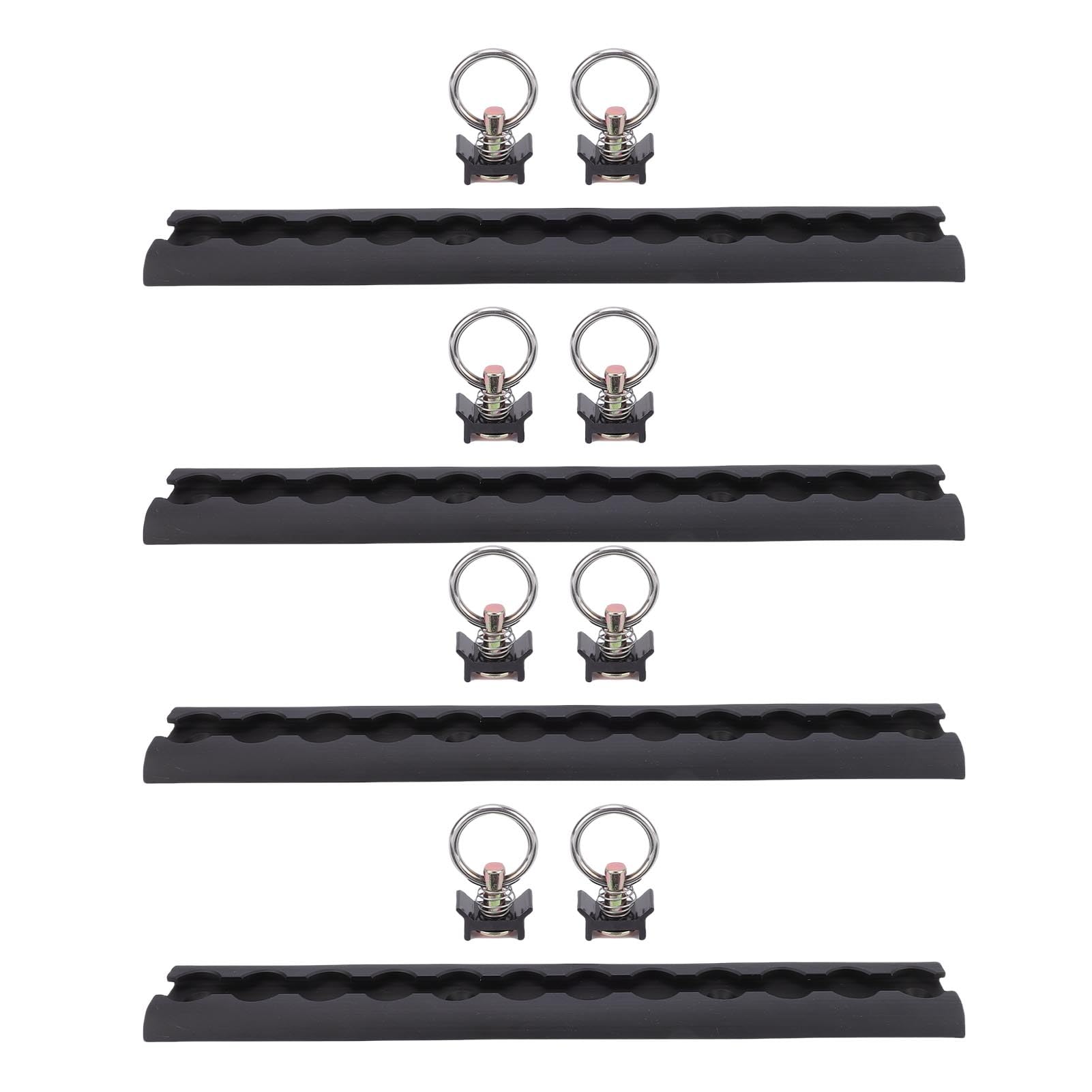 Tnfeeon de Amarre de Pista en L, Paquete de 8 Rieles de Pista en L de Aluminio de 12 Pulgadas con 8 Accesorios de Junta Tórica de Perno único, para Motocicletas, Vehículos Todo Terreno, (Black)