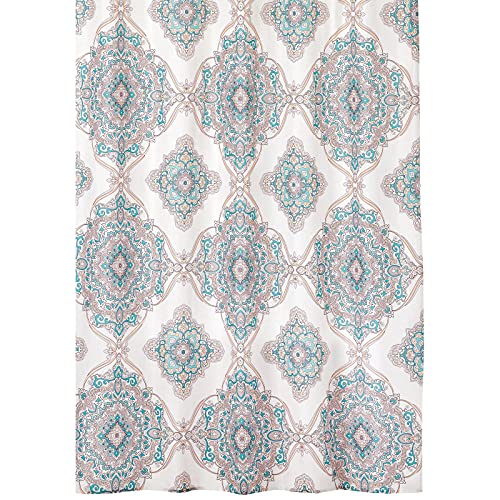 Mdesign Decorative Medallion Print - Easy Care Fabric Shower Curtain With Reinforced Buttonholes, For Bathroom Showers, Stalls, And Bathtubs, Machine Washable - 72" X 72" - Pastel Multicolor #TOP9