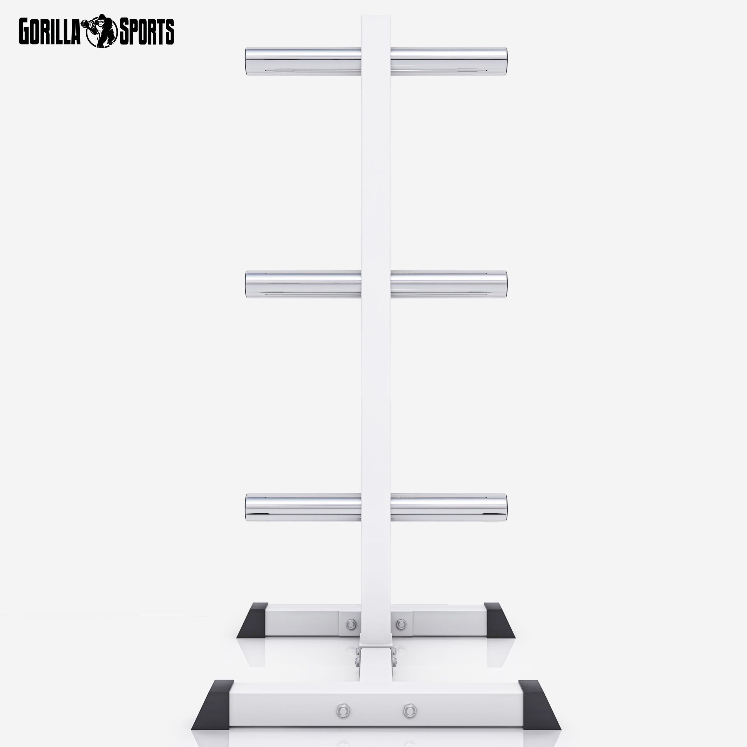 Gorilla Sports® Rastrelliera Pesi - per Dischi da 50 mm, con 6 Aste, 54,5 x 57 x 112 cm, Carico Massimo 350 kg, in Acciaio, Nero o Bianco - Supporto, Porta Pesi, Rack, Manubri, Palestra, Casa