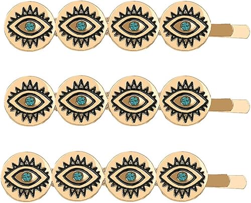 Retzjorv 3 pinzas para el cabello vintage contra el mal de ojo, horquillas de metal con forma de ojo, pasadores laterales, accesorios para el
