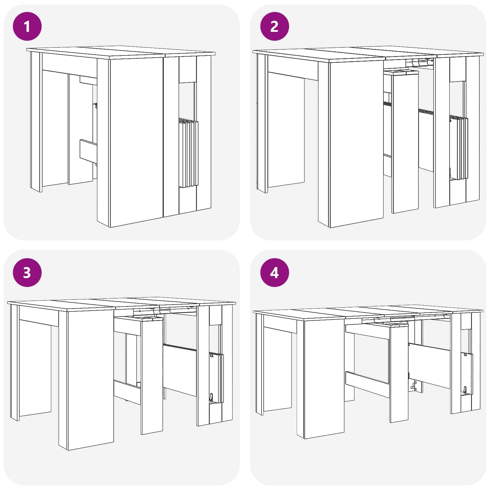 Tavolo da pranzo, 180 x 85 x 75 cm, in legno di rovere nero | Estensibile con meccanismo manuale, impermeabile, versatile come posto di lavoro, facile da pulire
