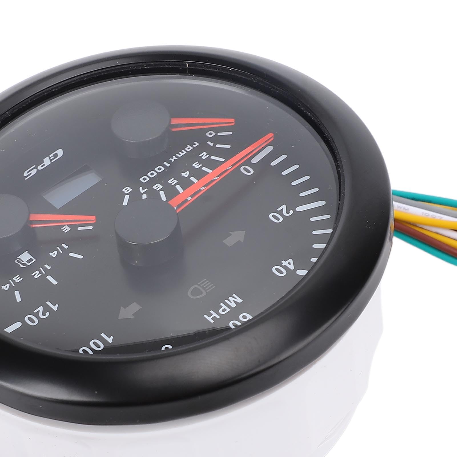 Keenso Prędkościomierz GPS 3 w 1, Obrotomierz Wskaźnik Poziomu Paliwa 7 Kolorów Podświetlenia 120 MPH 8000 Obr./min, z Kierunkowskazem dla RV Yacht Ciężarówka Samochód Morski (Czarna tarcza, czarna