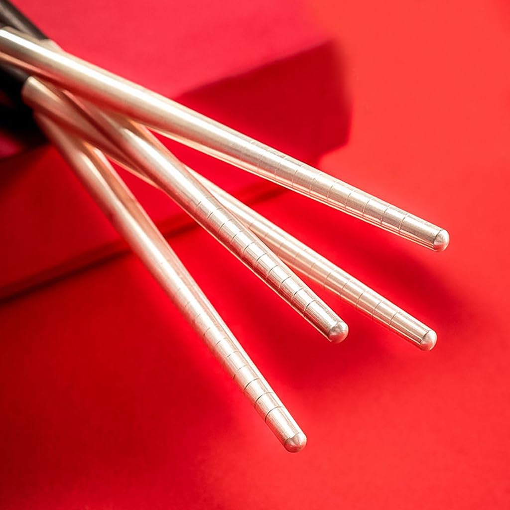 Ensembles de baguettes en argent sterling en bois réutilisables avec étui C | Lave-vaisselle coffre-fort antidérapant chinois japonais coréen Premium baguettes cadeau asiatique pour les amis de la famill