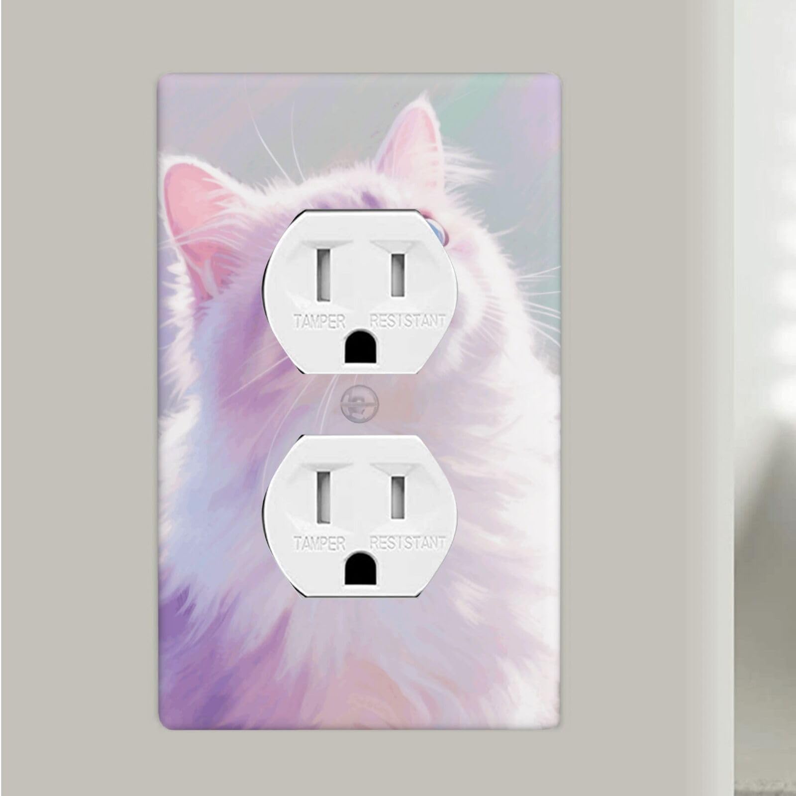 Cat Duplex Outlet Covers Wall Plates 1-Gang Switch Outlet Electrical Cover Plate Unbreakable Polycarbonate Switchplate Cover Faceplate For Bathroom Kitchen Home Decor