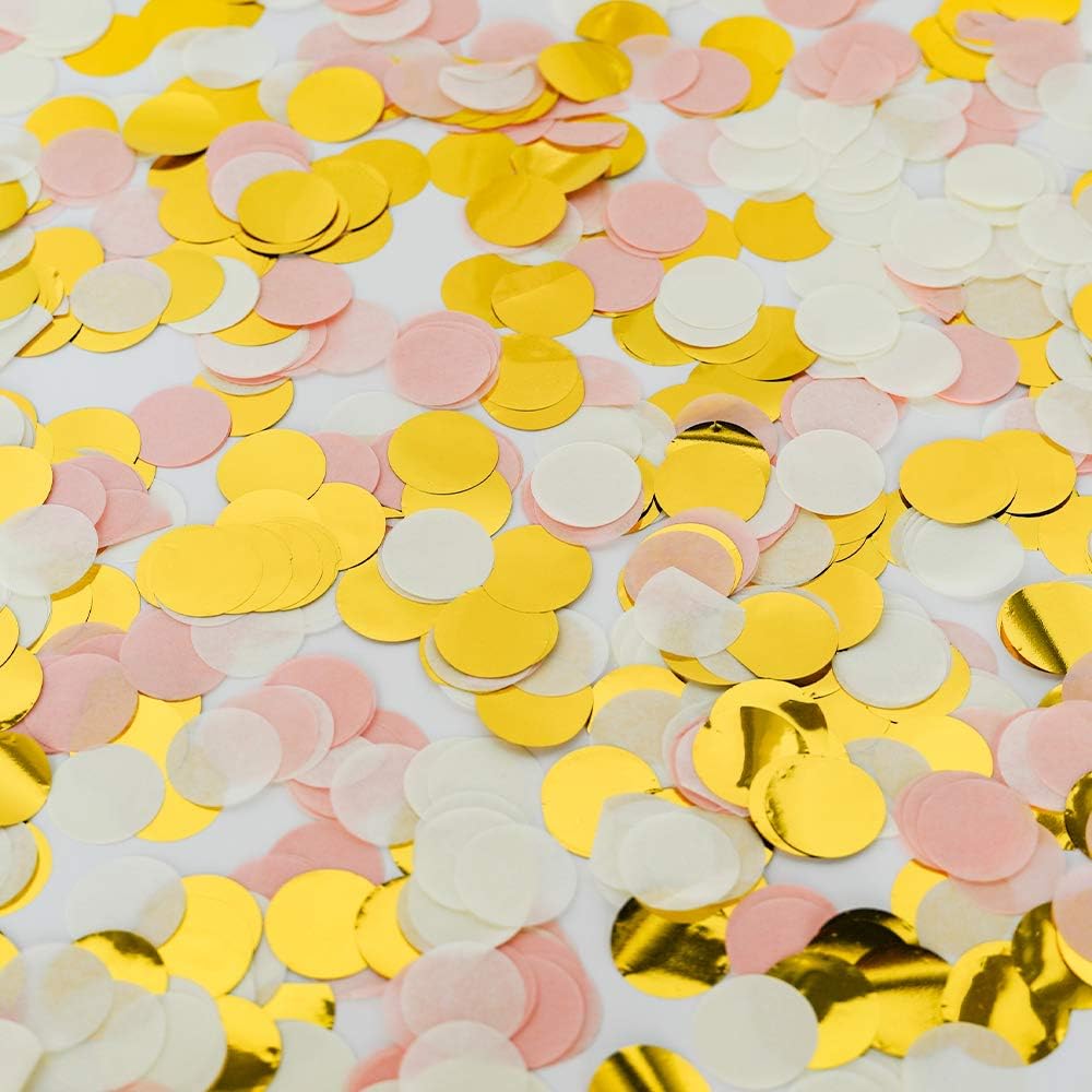 2.5cm Paper and Foil Confetti Peach Dream Mix Round Tissue Confetti 6000pcs for Parties Weddings Birthday Party Balloon Table Decoration (Peach - Image 4