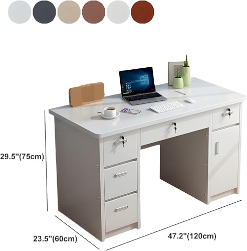 Miniatura 18 de LITFAD Escritorio rectangular de 29.5 pulgadas de alto con cajones de bloqueo, escritorio de madera para computadora, color marrón claro, 31.5