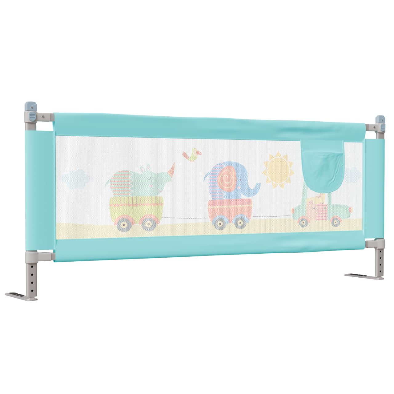 Luvlap Comfy Baby Bed Rail Guard (6 ft x 2.3 ft), 180cmx72cm, Bed Rails for Baby & Toddler Safety, Portable, Adjustable Height, Single Side Bed Rail, Pack of 1, Printed Green