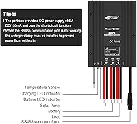 Vista 3 de EPEVER IP67 impermeable 30A MPPT controlador de carga solar 12V 24V Auto, panel solar batería regulador inteligente con cable MT50 y RS485