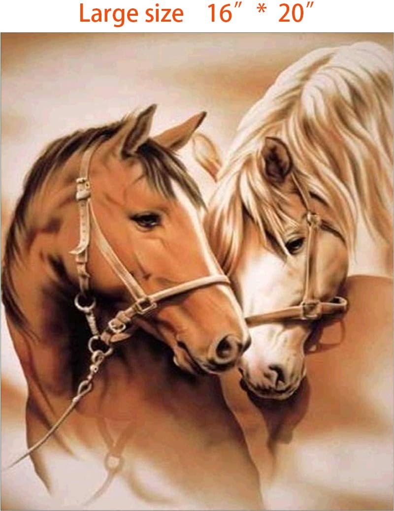 Diamond Paintings WisLotife Full Drill Round Rhinestone Crystal Embroidery Pictures for Home Wall Decoration Love Horse 16"x 20"