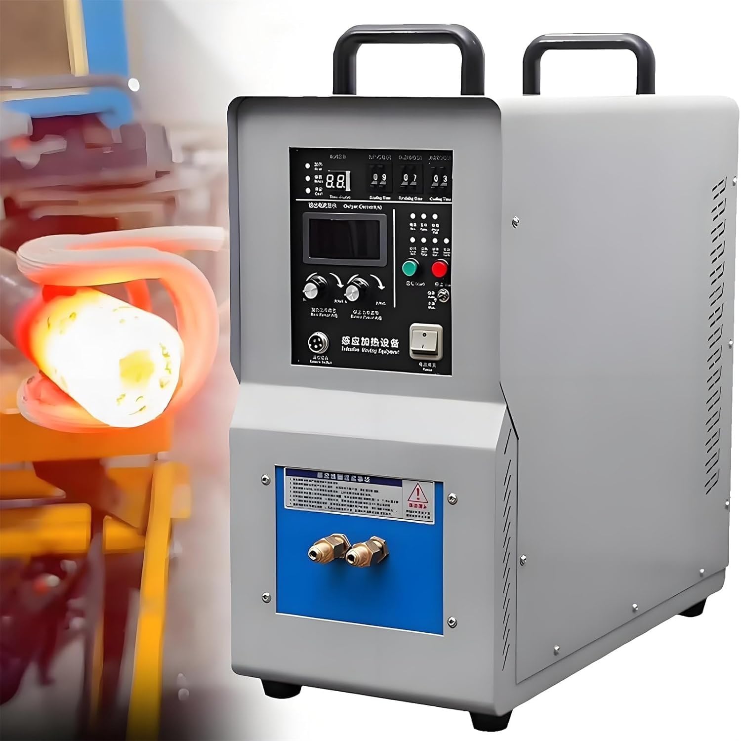 15KW Induction Forging Furnace, High Frequency Heater Tool, 110V Voltage, 40°C~2000°C, Low Energy Consumption, Water Temperature Protection, for Brazing Annealing