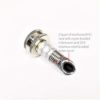 Vista 3 de Pack de 2 mangueras premium de acero inoxidable para lavadora - 6 pies, sin plomo, a prueba de explosiones, con líneas rojas y azules, entrada