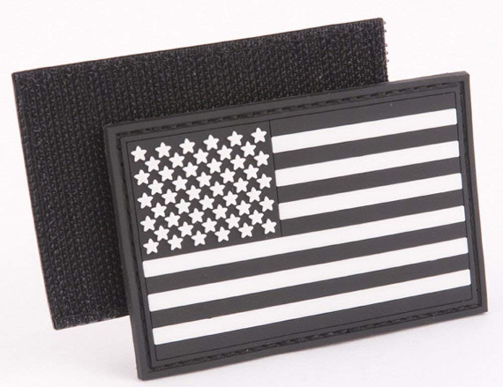 PVC Tactical USA Flag Patch - Black & White
