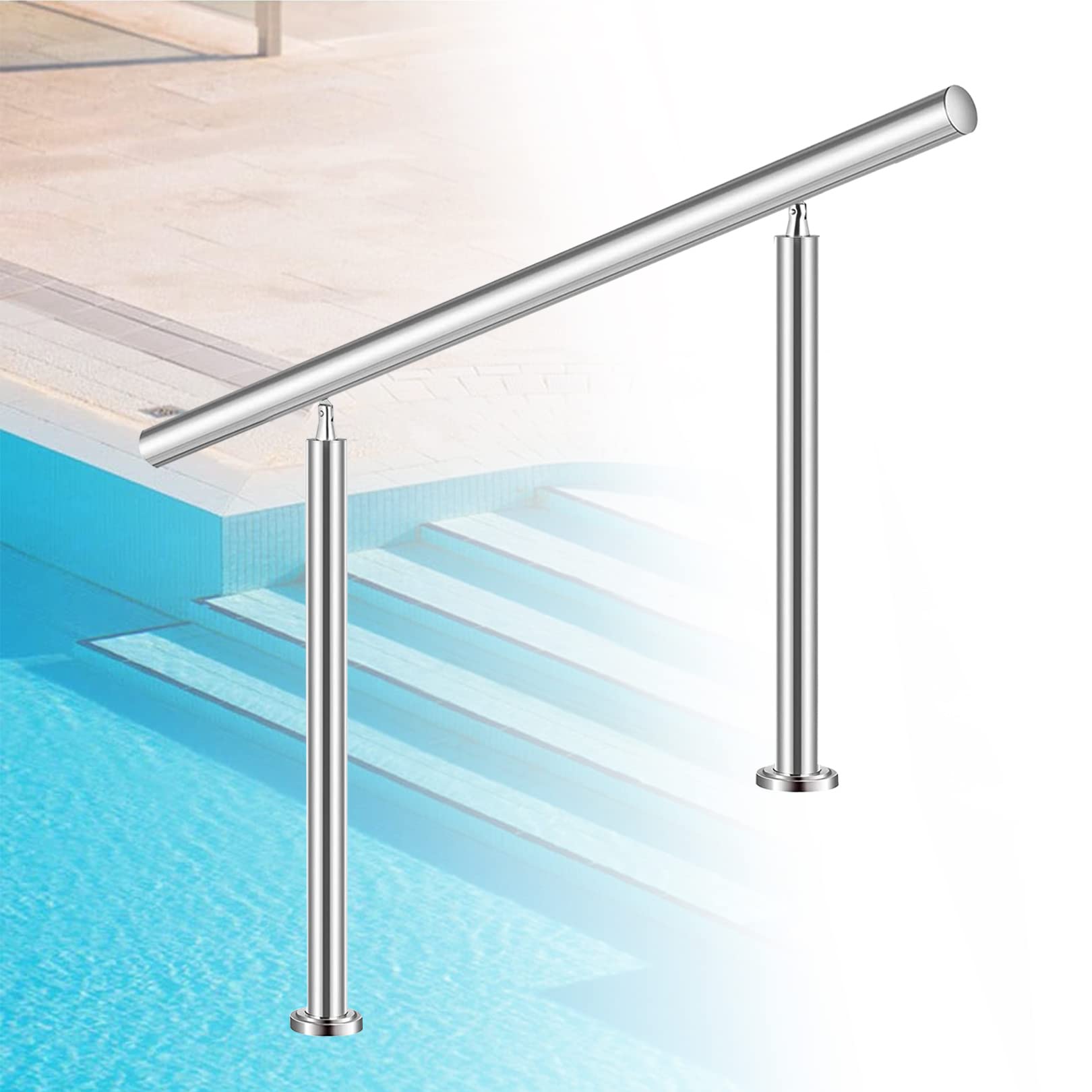 LWJSOCP Stair handrail Silver stair handrail stair railing and long stainless steel tubes baluster handrails for loft steps indoors and outdoors