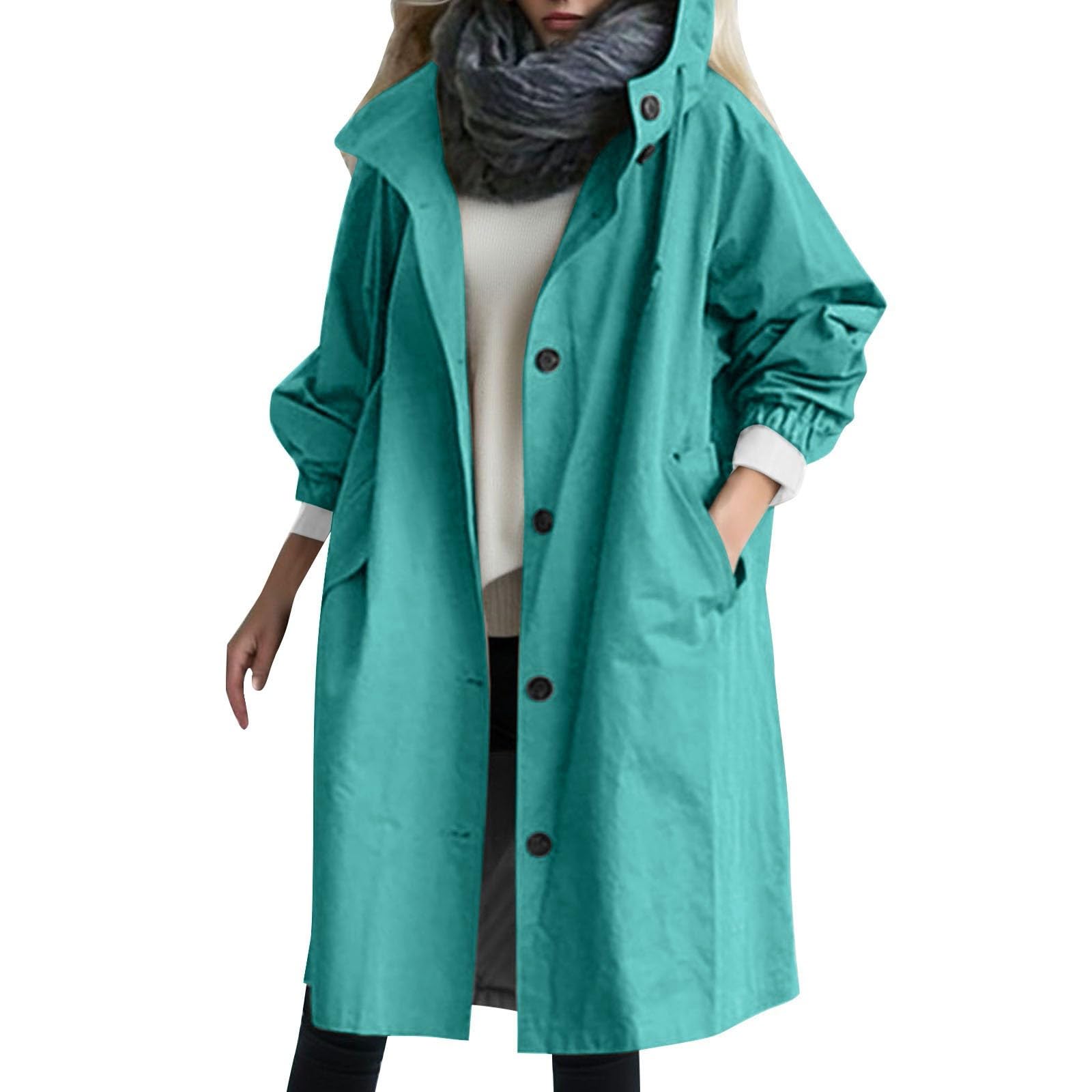 Trench Coat Women Trendy Oversized Causal Single Breasted Hooded Long Jacket Windproof Overcoat Spring Fall Outerwear