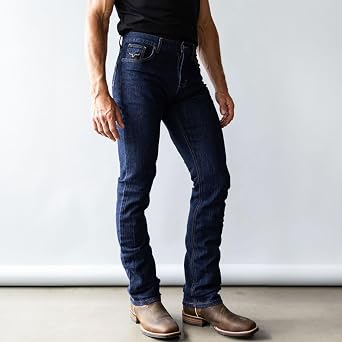 Kimes Ranch Men's Wayne Casual Western Cowboy Classic Mid Low Rise Slim Fit & Straight Leg Denim Jeans