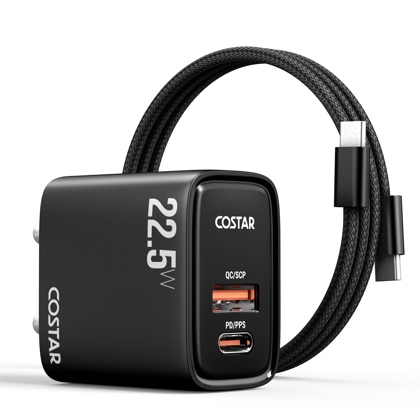 COSTAR Original 22.5W Dual Port Charger(USB & Type C), Fast Charger,Compatible with Samsung Galaxy S26, S25, S24, S23(Ultra/+/Fe, S/Z/A/M/F All Series), iPhone,Vivo,Oppo,Realme & Type-C Devices(Black) — Amazon image 8