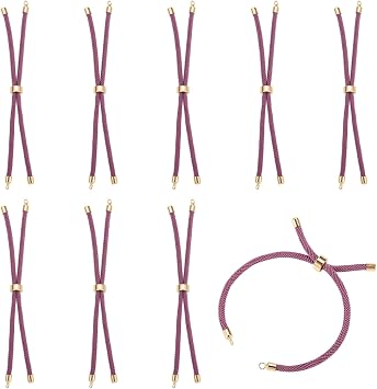 10Pcs Nylon Twisted Cord Bracelet Making Adjustable Slider Bracelets with Golden Brass Findings for DIY Jewelry Making Accessories 9 inch22.16cm