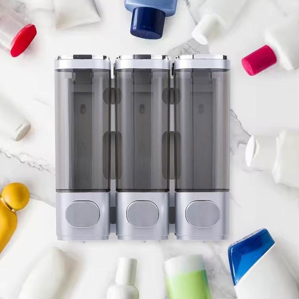 Dispensador de champú y acondicionador, dispensador de ducha de 3 cámaras sin taladro, ducha para dispensador con cerradura de dispensador de jabón, champú