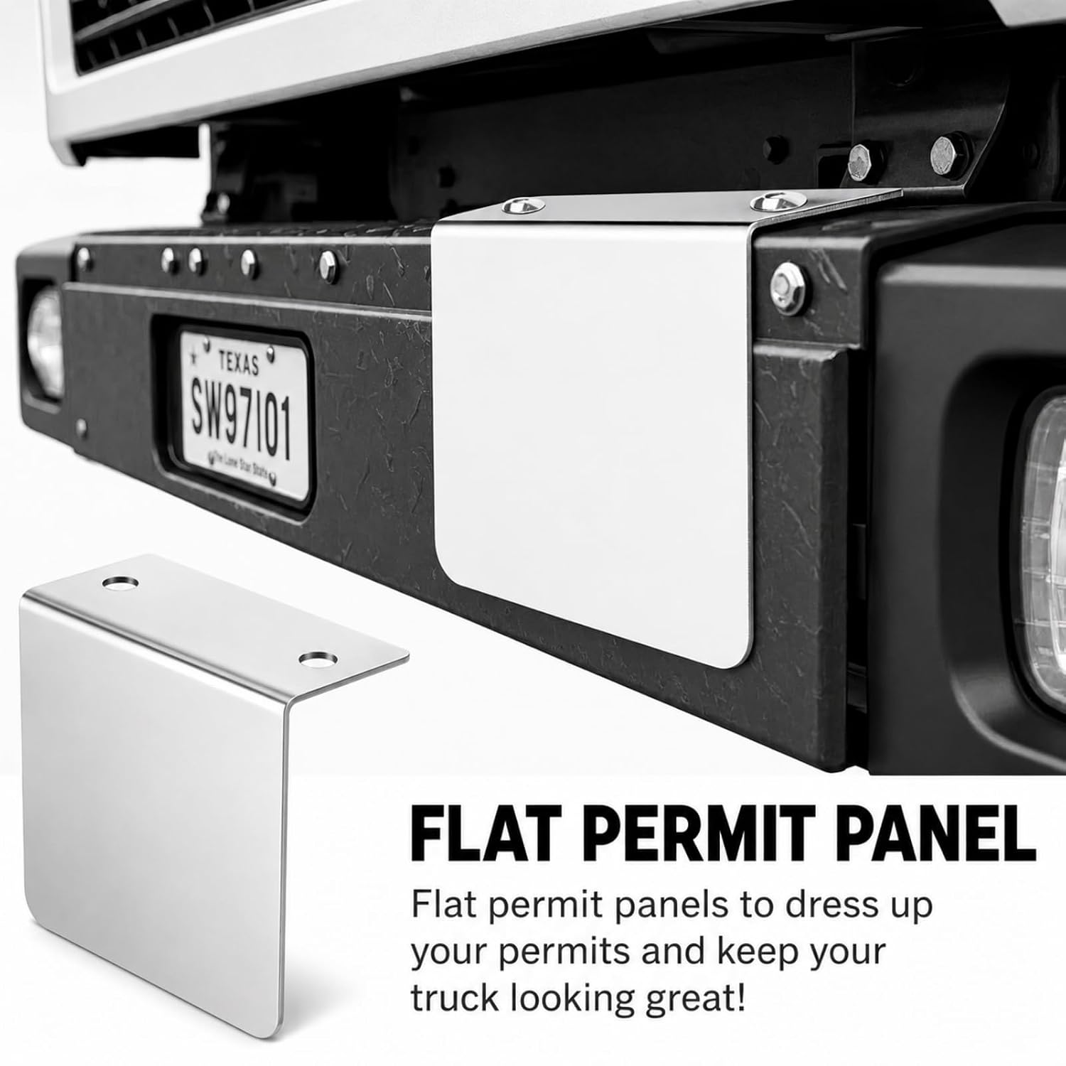 2pack for 60788 Chrome L-Bracket Permit Decal Holder, Compatible with IFTA & DMV Class Stickers, for Truck and Car Parking Permit License Badge Mounting, 304 Stainless Steel