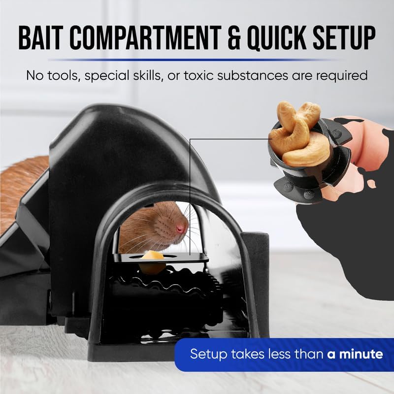 Miniatura 6 de Trampa para túnel de ratas con cierre a presión  atrapa roedores reutilizable para uso en interiores y exteriores, trampa segura para ratones sin