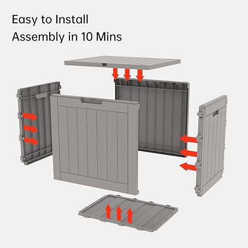 Miniatura 5 de Caja de cubierta, caja de almacenamiento de resina de 31 galones para interiores y exteriores, impermeable, para cojines de muebles de patio,