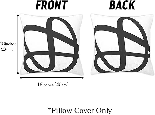 Miniatura 5 de Juego de 2 fundas de almohada cuadradas con cremallera suave, diseño de arte abstracto en blanco y negro, 18 x 18 pulgadas