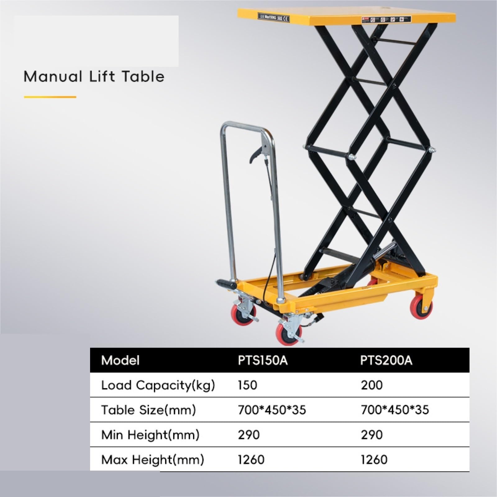 Składany hydrauliczny wózek podnoszący podwójny stół do podnoszenia nożyc do przenoszenia i transportu materiałów (200 kg)