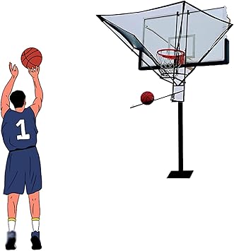 Basketball Shot Return NET Apparatus with 180 Rotating Chute, Suspended Portable Shooting Basketball Rebounder Device