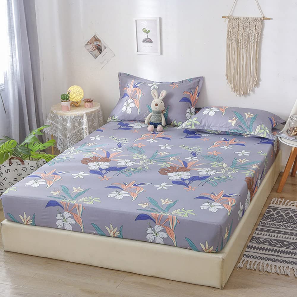 Drap de lit imprimé doux drap-housse élastique grand lit 200x220
