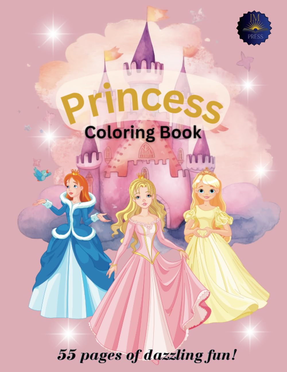Princess Coloring Book. 55 pages of dazzling fun!: 8.5"X 11" big coloring journal for kids ages 3 and up.