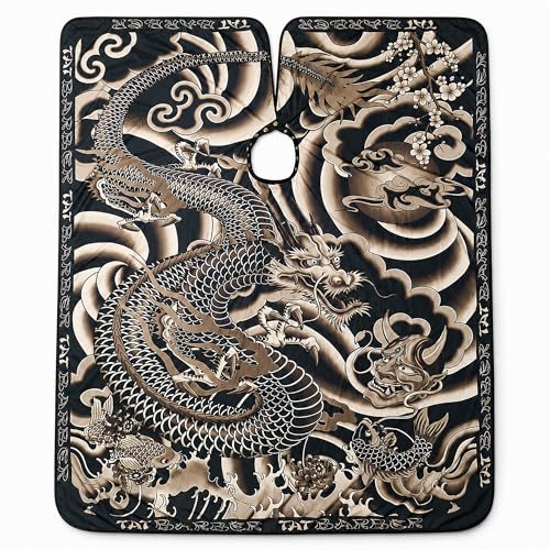 Capa Profesional para Barbero Impermeable con Diseño Dragón Japonés miniatura 2