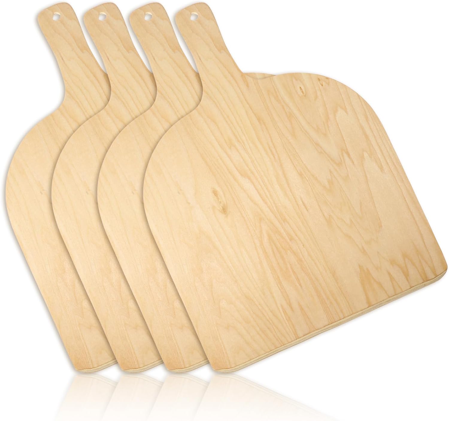 4 Pcs Wood Pizza Peel, 12 Inch Large Pizza Paddle Spatula with Wood Handle