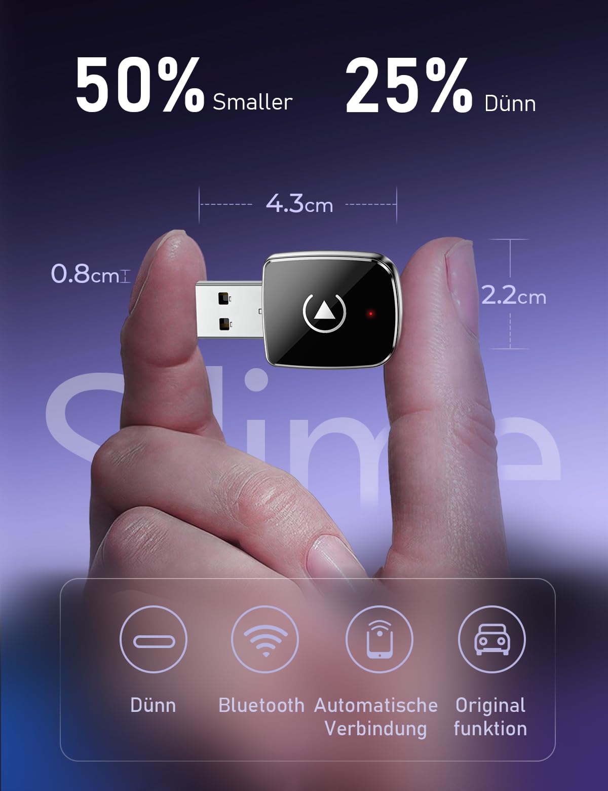Carplay Wireless Adapter, Car Connect Pro Kabelloser, Plug and Play, Car Play Adapter Auto mit Bluetooth 5.4, Stabile Verbindung ohne Verzögerung